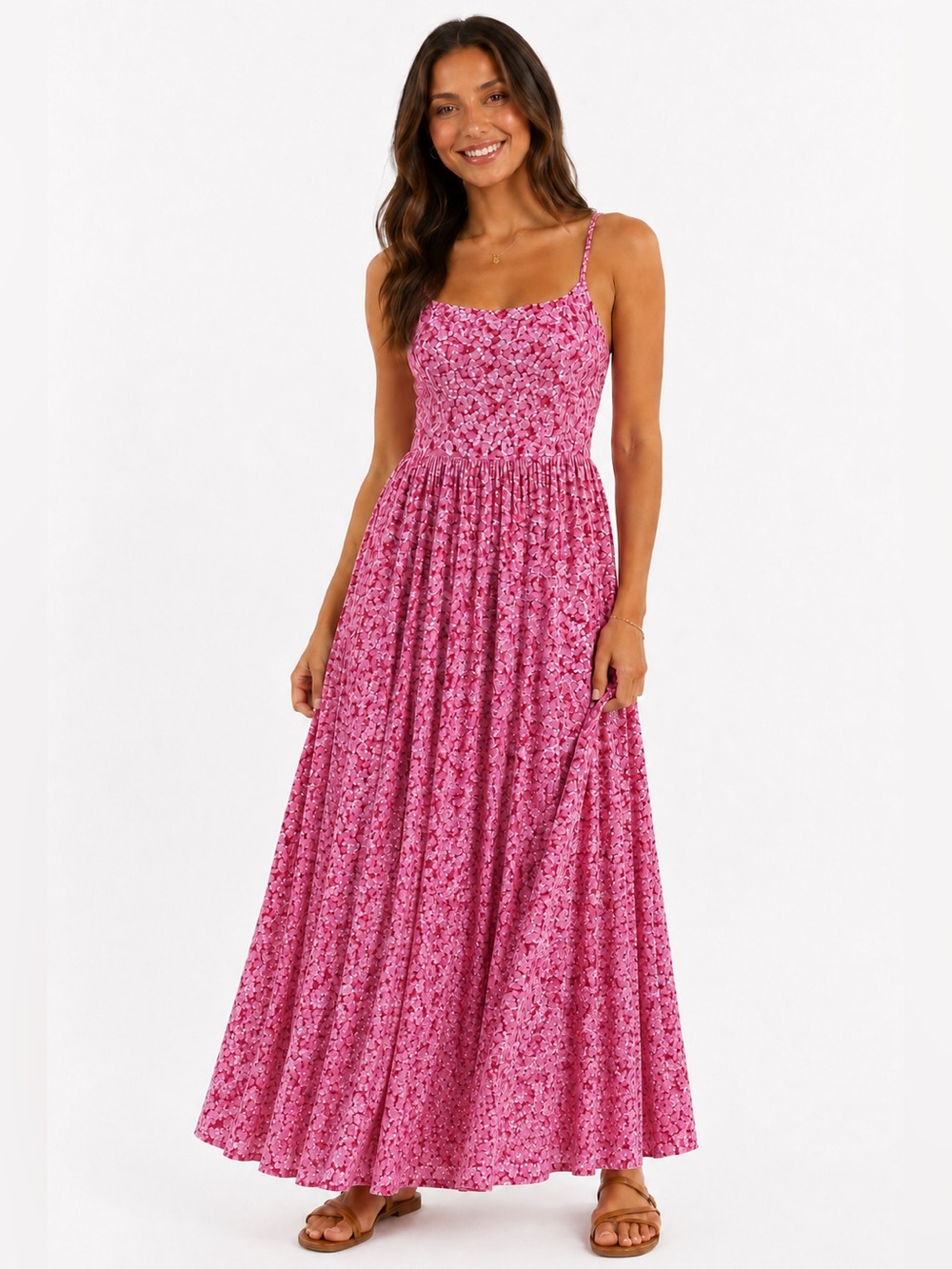 On 34th Pink Floral Smocked Back Maxi Dress Size 6 NWT